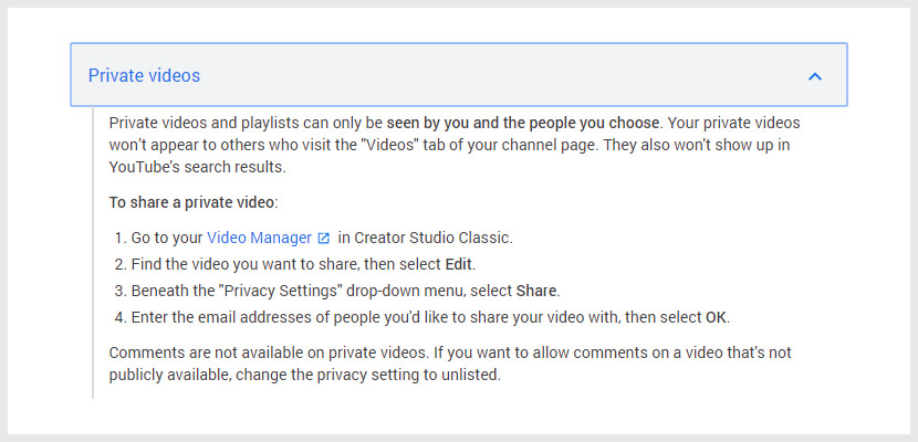 Private Video YouTube Privacy Settings