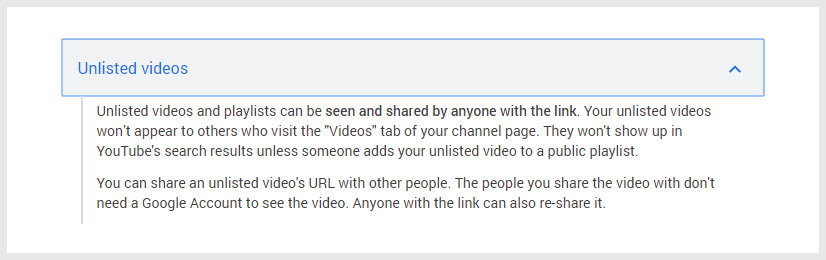 Unlisted Video YouTube Privacy Settings