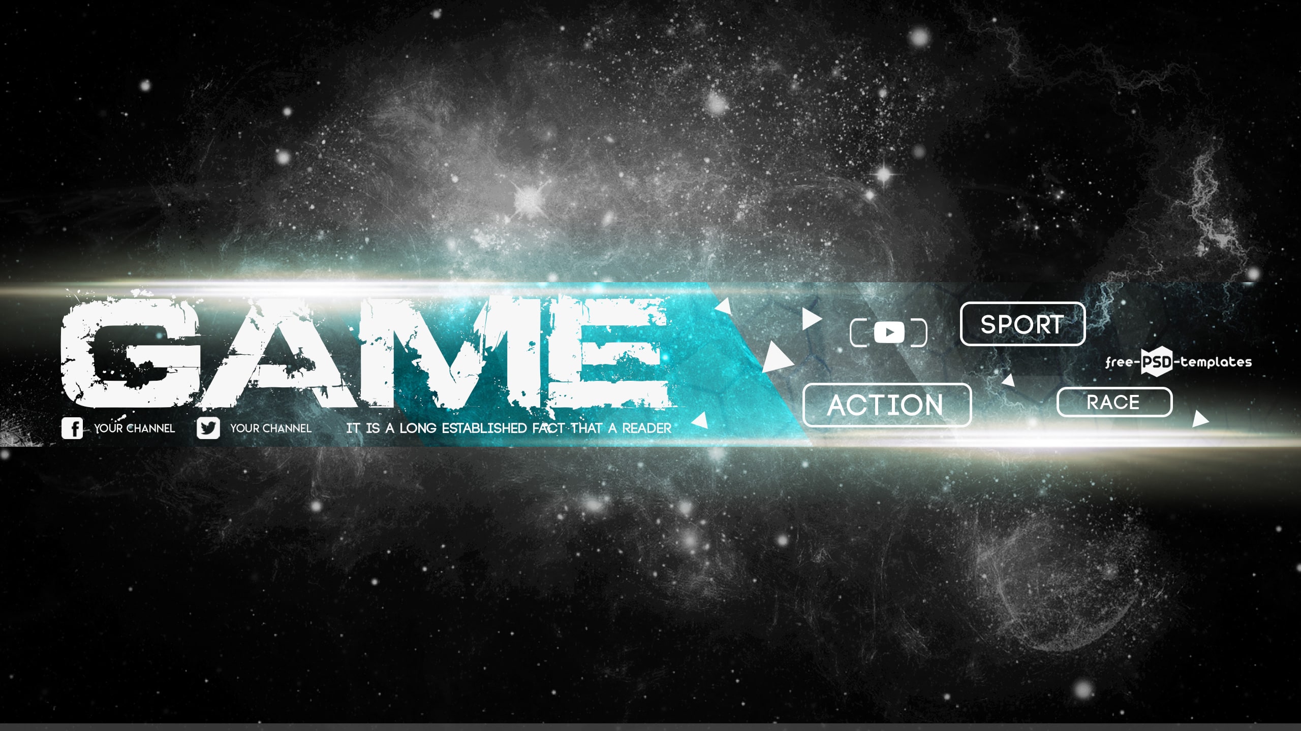 Photoshop Gaming Banner/Channel Art Template (.psd download