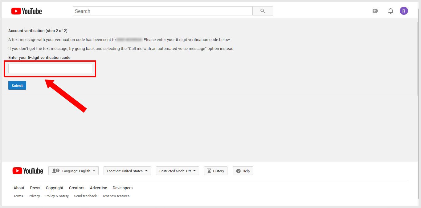 YouTube Account Verification Step-2