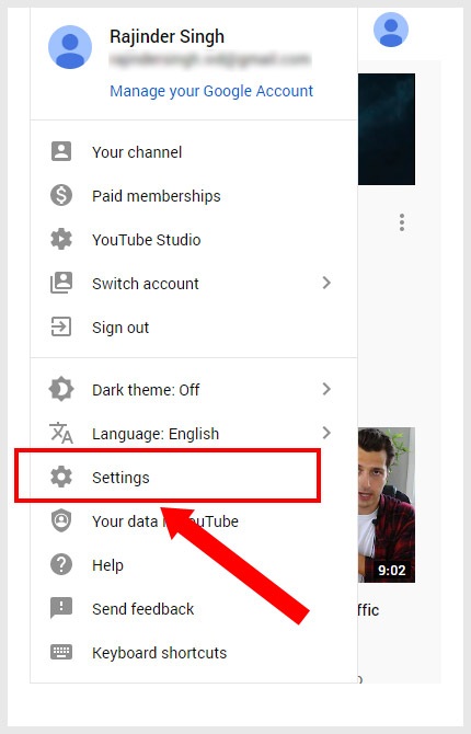 YouTube Drop Down Menu