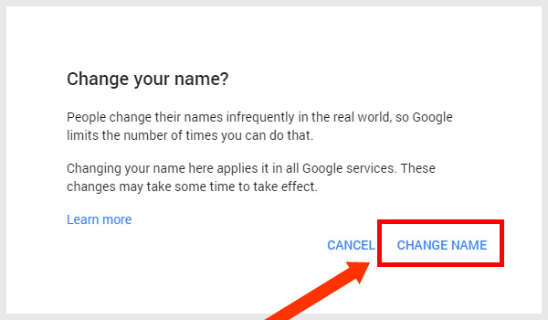 YouTube Name Change Confirmation