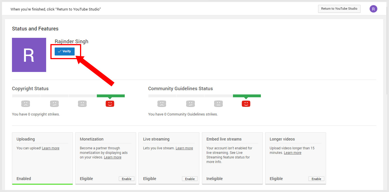 YouTube Status and Features-Settings