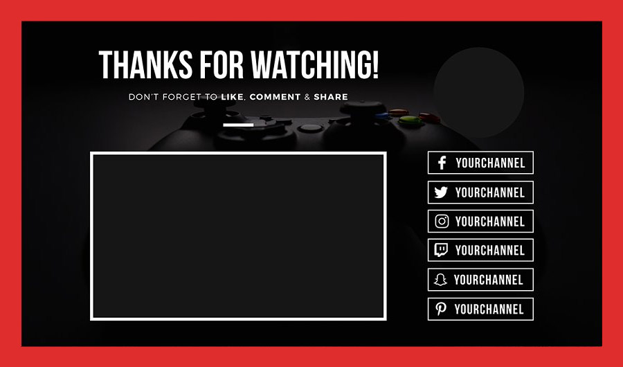 YouTube End Card Template for Gaming Channels