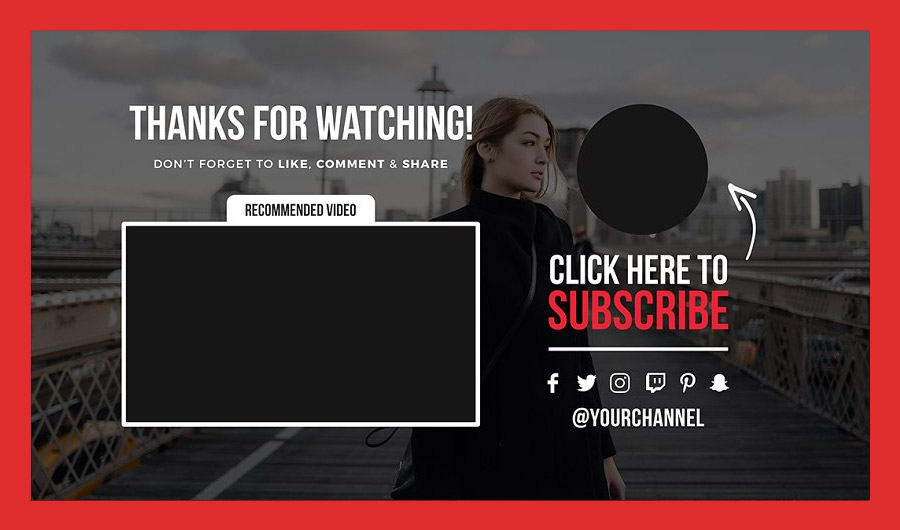 YouTube End Card Template for Travel Channels