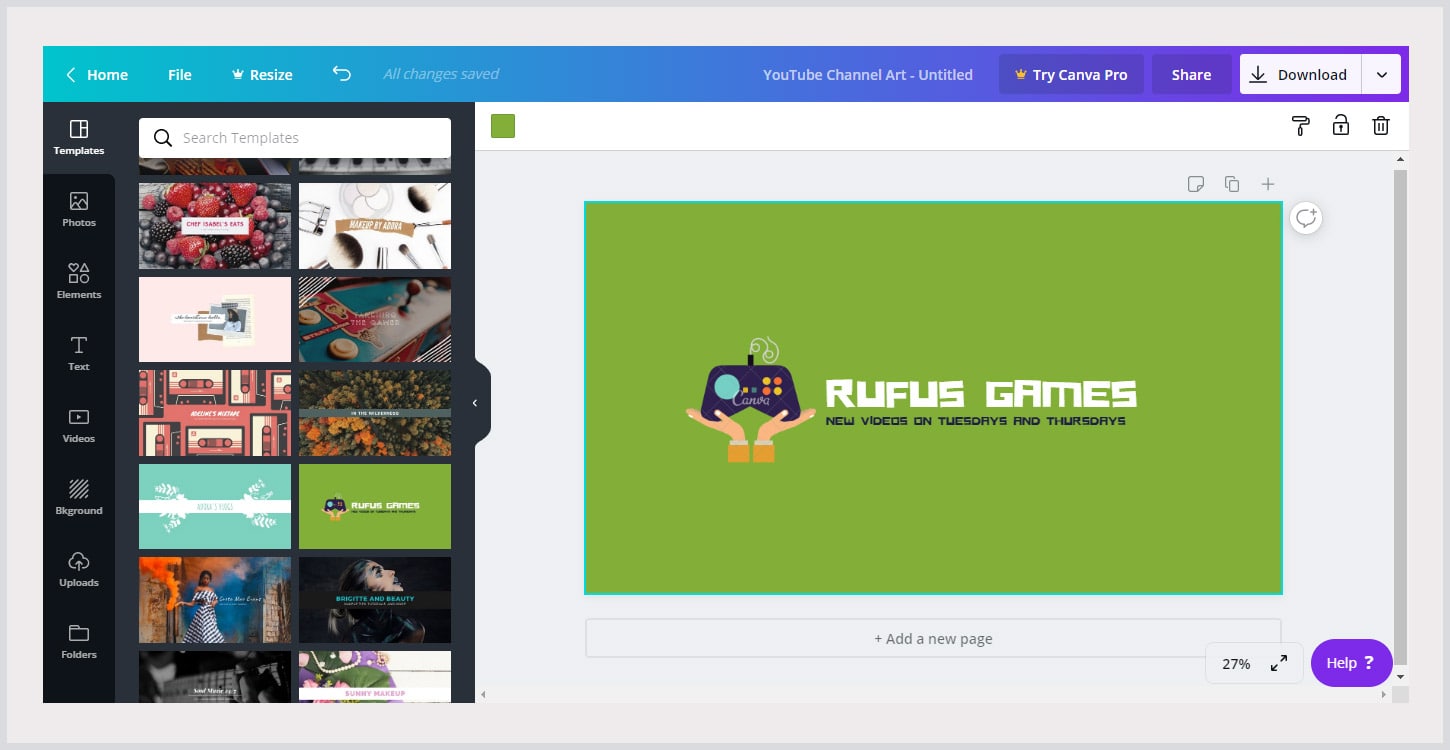 Canva YouTube Banner Maker