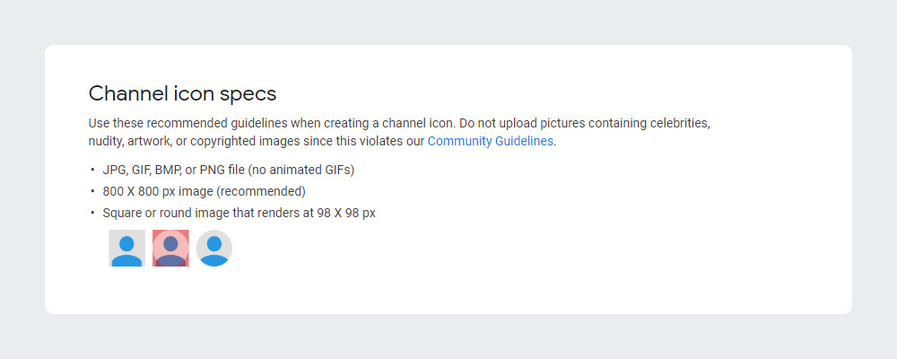 YouTube Channel Icon Size
