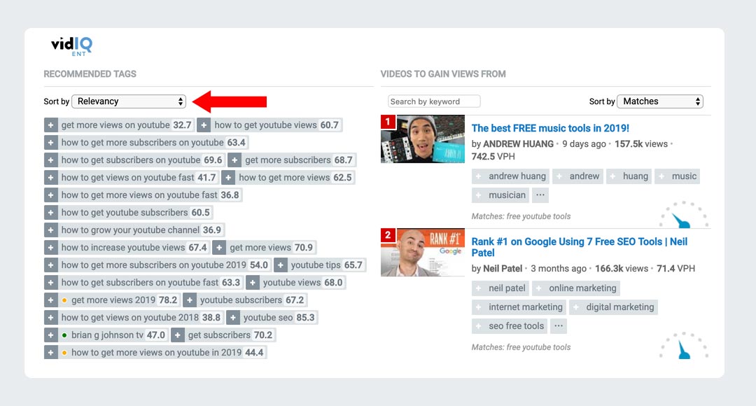 VidIQ YouTube Related Keywords