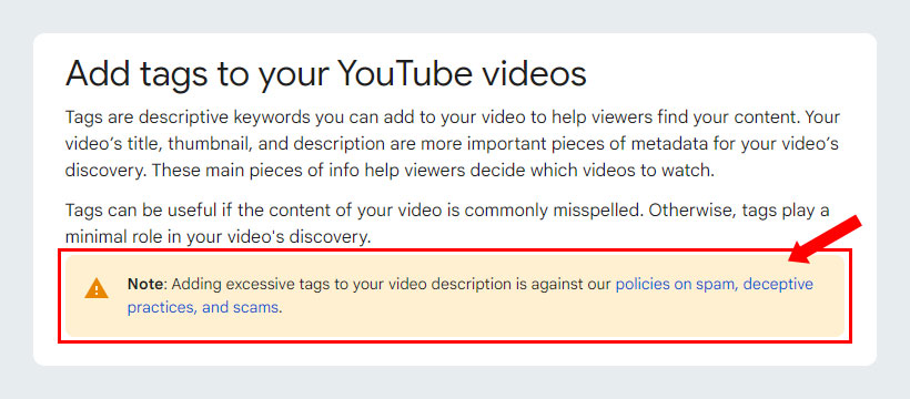 YouTube video description policy