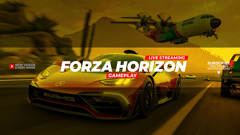 Forza-Horizon-Gameplay YouTube Banner Template - Free PSD